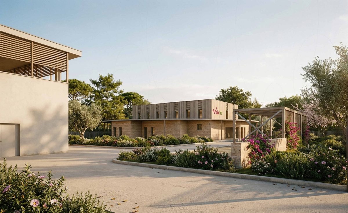 VALORHIZ à Saint-André-de-Sangonis (34) — Écoparc Cœur d'Hérault — Bâtiment R+1 bureaux + laboratoires + halle technologique — MATERIA MOE